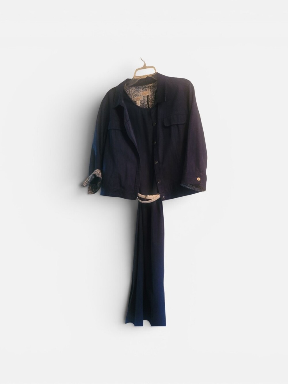 Talbots Navy Two-Piece Midi Sleeveless Dress and Jacket Set
